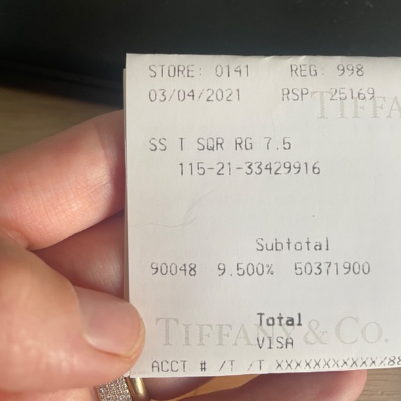 Tiffany & Co. Sterling Silver 925 T Square Stacking Band Ring Sz 7.25 - Picture 8 of 9